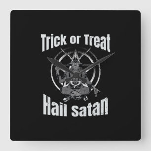 Hail Satan Pentagram Goat Halloween Vierkante Klok