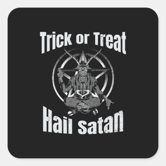 Hail Satan Pentagram Goat Halloween Vierkante Sticker (Voorkant)