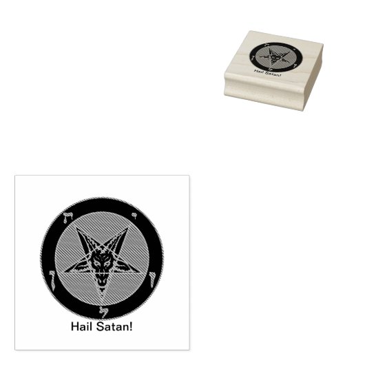 Hail Satan rubber stempel w/Baphomet (Gestempeld)