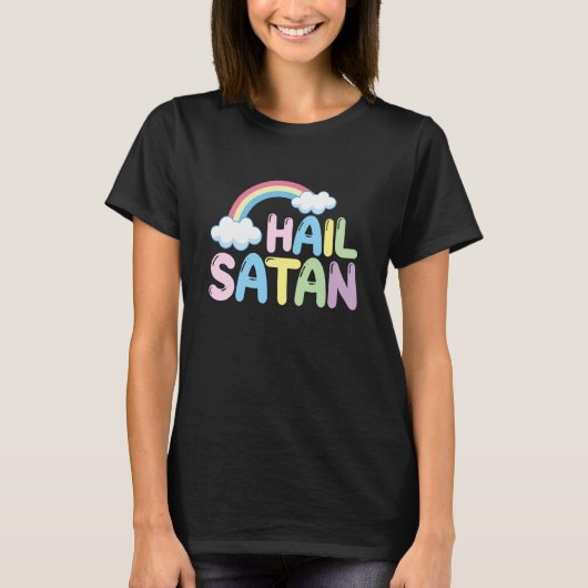 Hail Satan Sarcastisch Ironic Raar Pastel Goth T-shirt (Voorkant)