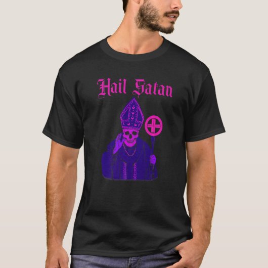 Hail Satan Satanic Horror Church Devil Mannen T-shirt (Voorkant)