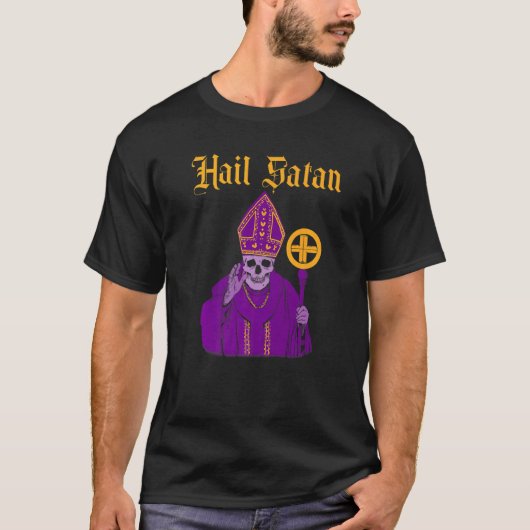 Hail Satan Satanic  Horror Church Devil Mannen T-shirt (Voorkant)