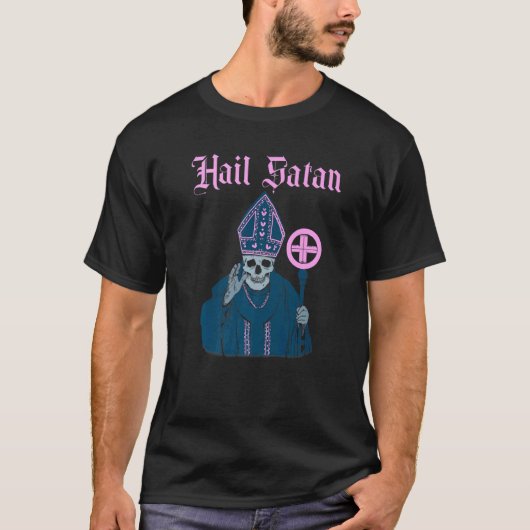 Hail Satan Satanic  Horror Church Devil Mannen T-shirt (Voorkant)