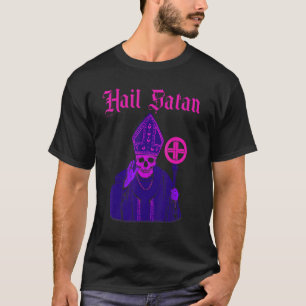 Hail Satan Satanic  Horror Church Devil Mannen T-shirt