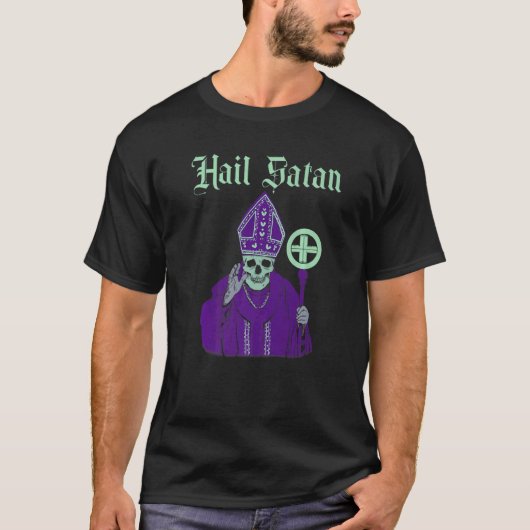 Hail Satan Satanic Horror Church Devil Mannen T-shirt (Voorkant)