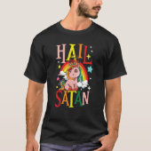 Hail Satan Unicorn Rainbow T-shirt (Voorkant)