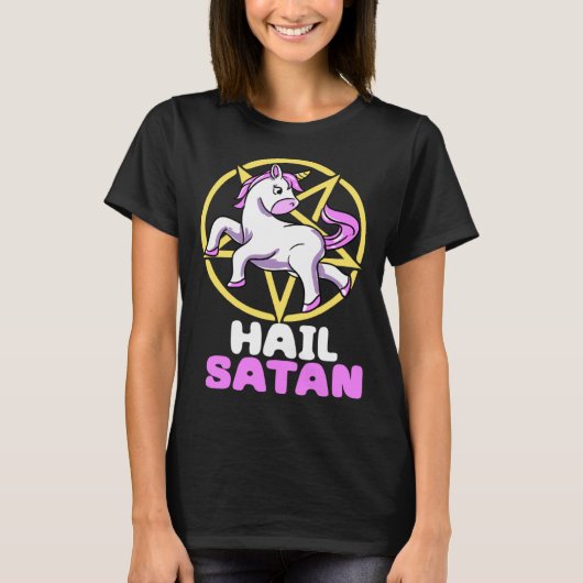 Hail Satan Unicorn Satan Demon Devil Gothic Hell P T-shirt (Voorkant)