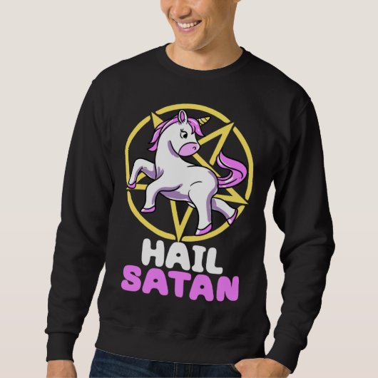 Hail Satan Unicorn Satan Demon Devil Gothic Hell P Trui (Voorkant)