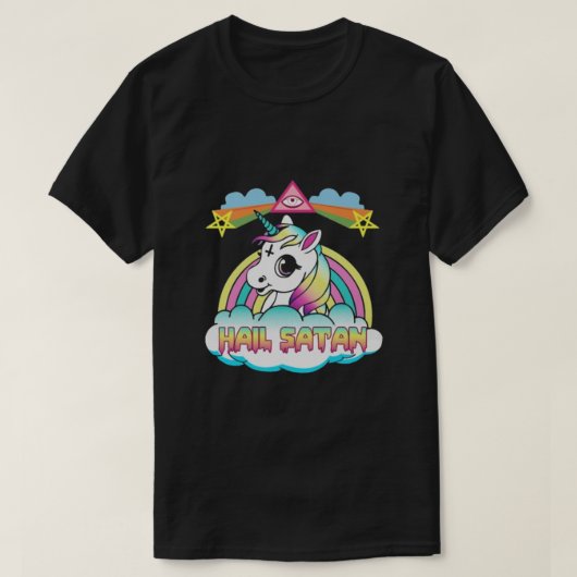 Hail Satan Unicorn T-shirt (Design voorkant)