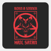 Hail Satan Vierkante Sticker (Voorkant)