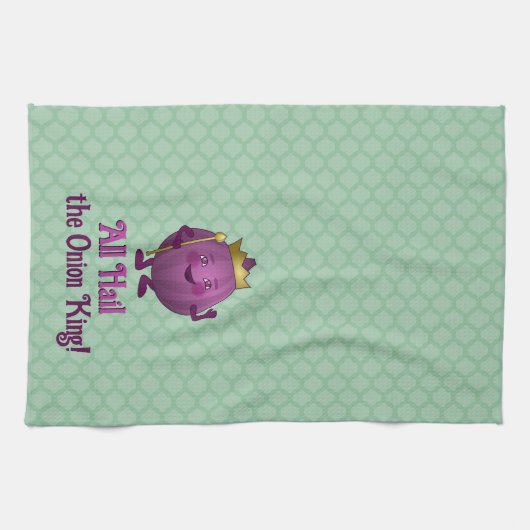 Hail the Onion King - grappige veg - aangepaste sl Theedoek (Horizontaal)