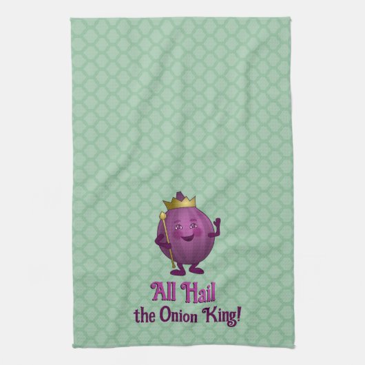 Hail the Onion King - grappige veg - aangepaste sl Theedoek (Verticaal)
