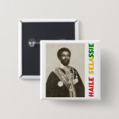 Haile Selassie Badge Vierkante Button 5,1 Cm (Voorkant /achterkant)