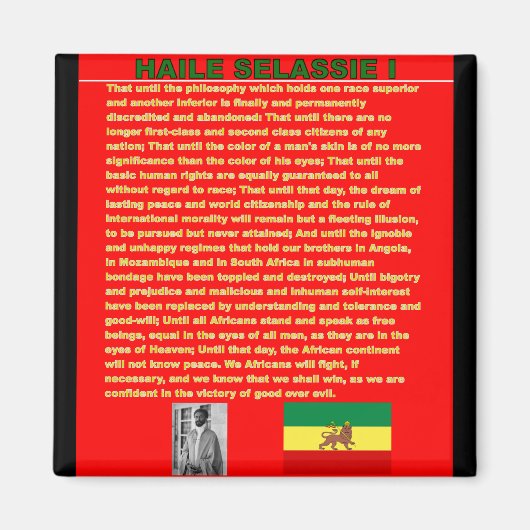 Haile Selassie Beroemde Oorlogstoespraak voor de V Magneet (Voorkant)