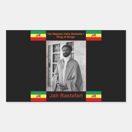 Haile Selassie de Leeuw van Juda, Jah Rastafari Rechthoekige Sticker (Voorkant)