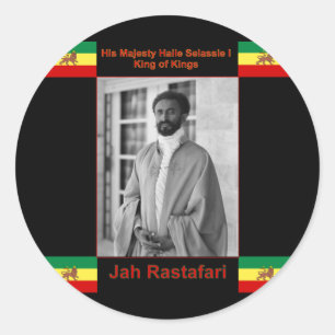 Haile Selassie de Leeuw van Juda, Jah Rastafari Ronde Sticker