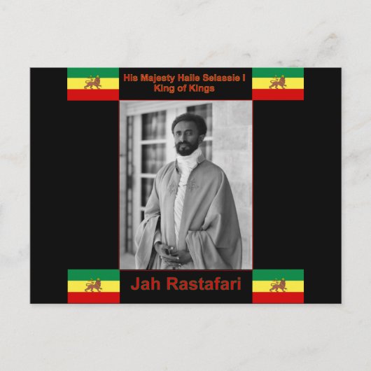 Haile Selassie de Lion Judah, Jah Rastafari Briefkaart (Voorkant)