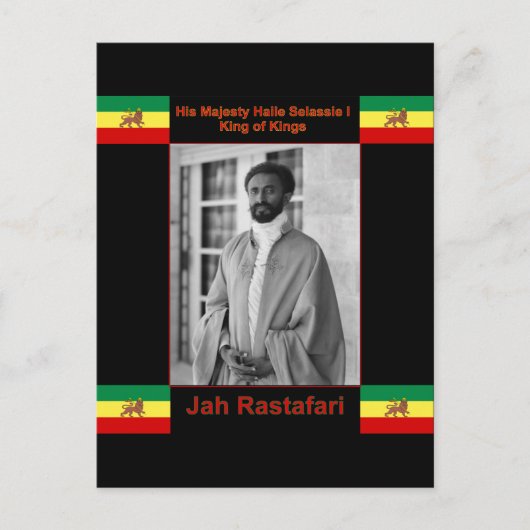 Haile Selassie de Lion Judah, Jah Rastafari Briefkaart (Voorkant)