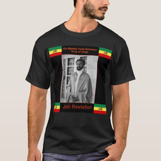 Haile Selassie de Lion Judah, Jah Rastafari T-shirt (Voorkant)