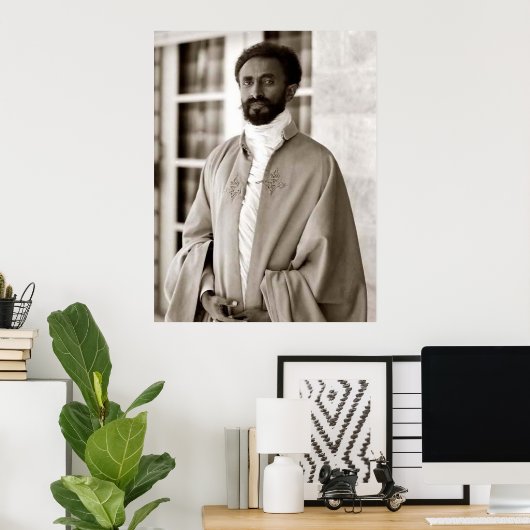 Haile Selassie - HIM - Rastafari - Wood Poster (Thuiskantoor)