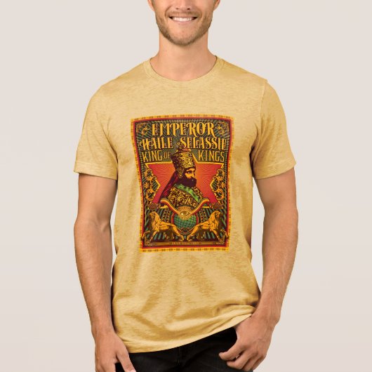 Haile Selassie I HIM Jah Rastafari Rasta Jah Bless Tri-Blend Shirt (Voorkant)