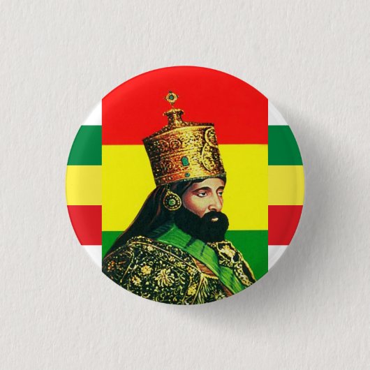 Haile Selassie I Jah Rastafari Rasta Reggae Roots Ronde Button 3,2 Cm (Voorkant)