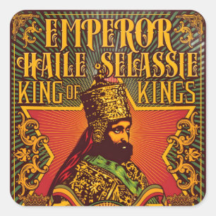 Haile Selassie I Jah Rastafari Rasta Reggae Roots  Vierkante Sticker