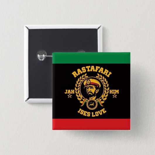 Haile Selassie I Jah Rastafari Reggae Rasta Button (Voorkant /achterkant)