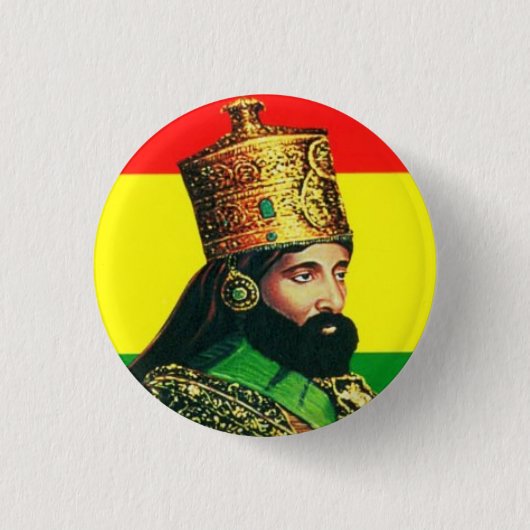 Haile Selassie I Jah Rastafari Reggae Rasta Button (Voorkant)