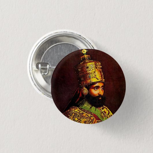 Haile Selassie I Jah Rastafari Reggae Rasta Button (Voorkant /achterkant)