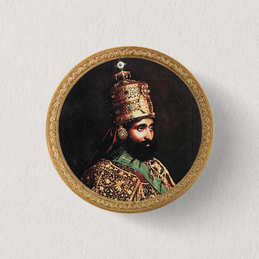 Haile Selassie I Jah Rastafari Reggae Rasta Button (Voorkant)