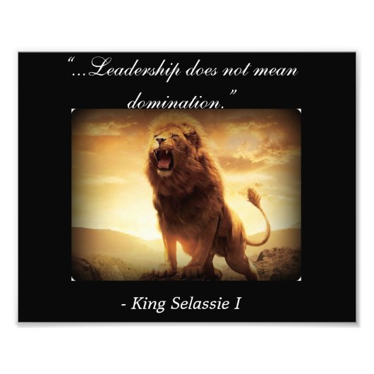 Haile Selassie I Quotes; Rastafari Lion Judah Foto Afdruk (Voorkant)