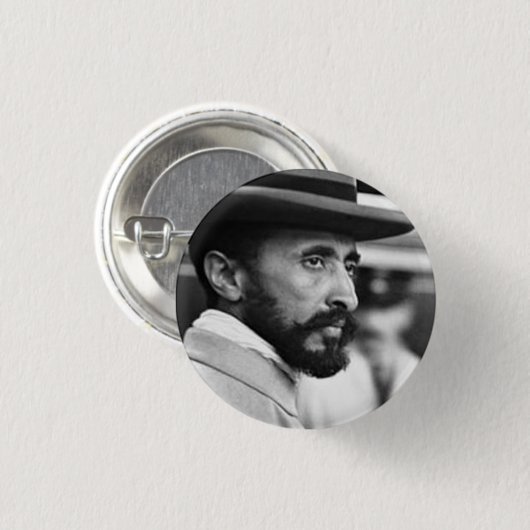 Haile Selassie - Jah - Messiah - Rastafari Button (Voorkant /achterkant)