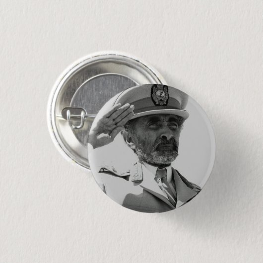 Haile Selassie - Jah - Messiah - Rastafari Button (Voorkant /achterkant)
