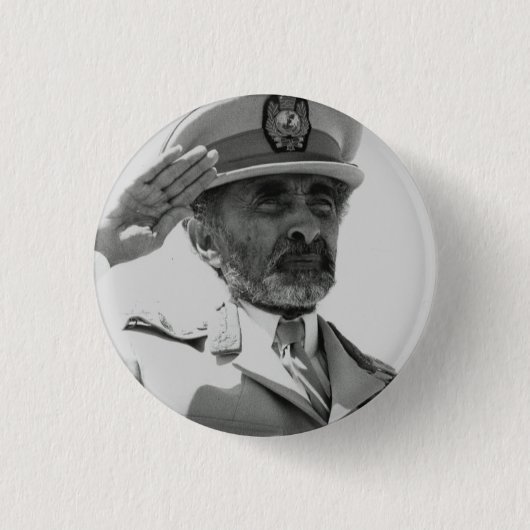 Haile Selassie - Jah - Messiah - Rastafari Button (Voorkant)