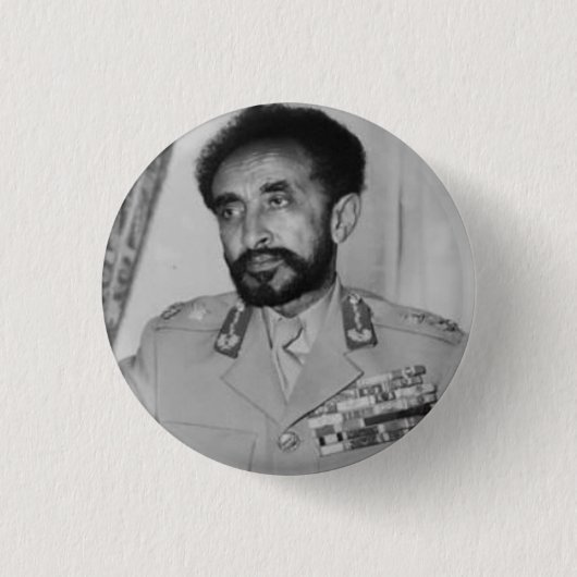 Haile Selassie - Jah - Messiah - Rastafari Button (Voorkant)