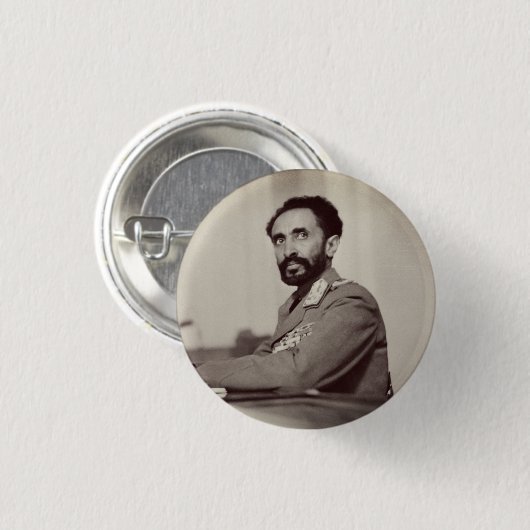 Haile Selassie - Jah - Messiah - Rastafari Button (Voorkant /achterkant)