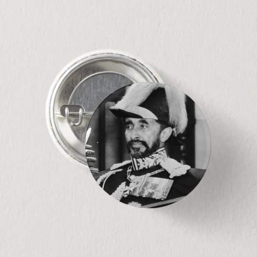 Haile Selassie - Jah - Messiah - Rastafari Button (Voorkant /achterkant)