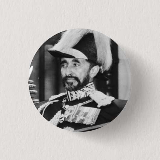 Haile Selassie - Jah - Messiah - Rastafari Button (Voorkant)