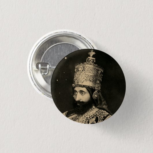 Haile Selassie - Jah - Messiah - Rastafari Button (Voorkant /achterkant)