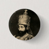 Haile Selassie - Jah - Messiah - Rastafari Button (Voorkant)