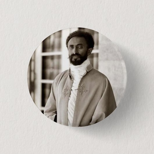 Haile Selassie - Jah - Messiah - Rastafari Button (Voorkant)