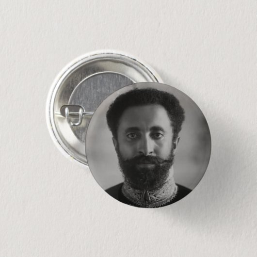 Haile Selassie - Jah - Messiah - Rastafari Button (Voorkant /achterkant)