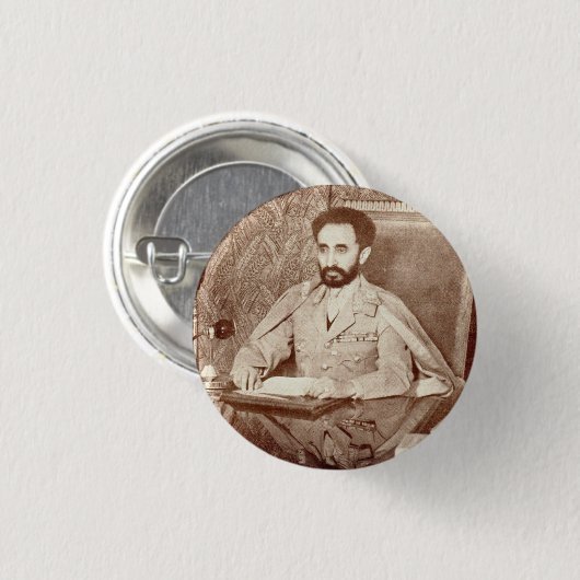 Haile Selassie - Jah - Messiah - Rastafari Button (Voorkant /achterkant)