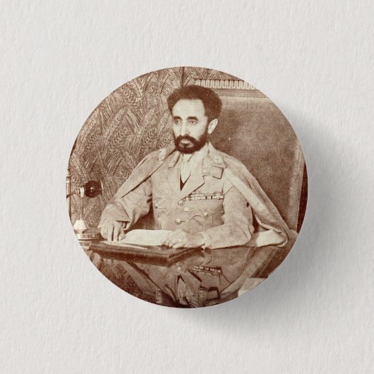 Haile Selassie - Jah - Messiah - Rastafari Button (Voorkant)