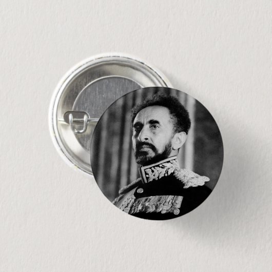 Haile Selassie - Jah - Messiah - Rastafari Button (Voorkant /achterkant)