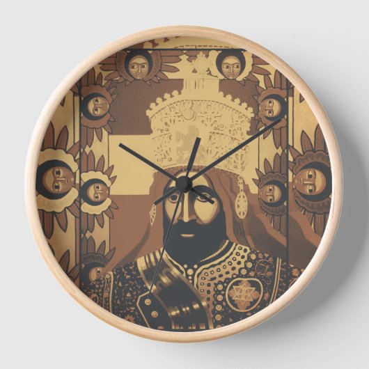 Haile Selassie Jah Rastafari Modern Art Clock (Voorkant)