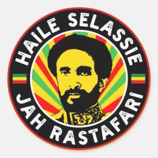Haile Selassie Jah Rastafari Rasta Reggae Roots Ronde Sticker (Voorkant)