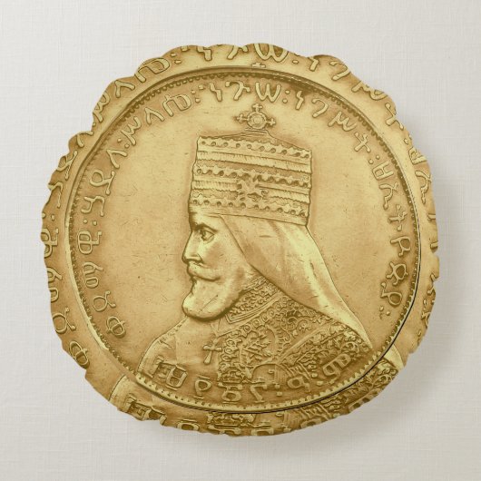 Haile Selassie Jah Rastafari Reggae Rasta Roots  Rond Kussen (Voorkant)