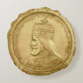Haile Selassie Jah Rastafari Reggae Rasta Roots  Rond Kussen (Achterkant)